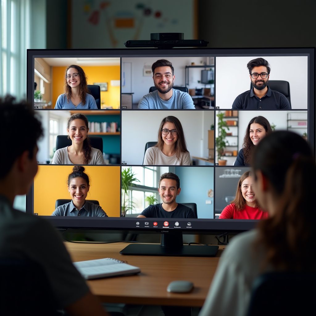 Estudiantes colaborando en línea